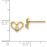 14k Gold AA Diamond Heart Post Earrings